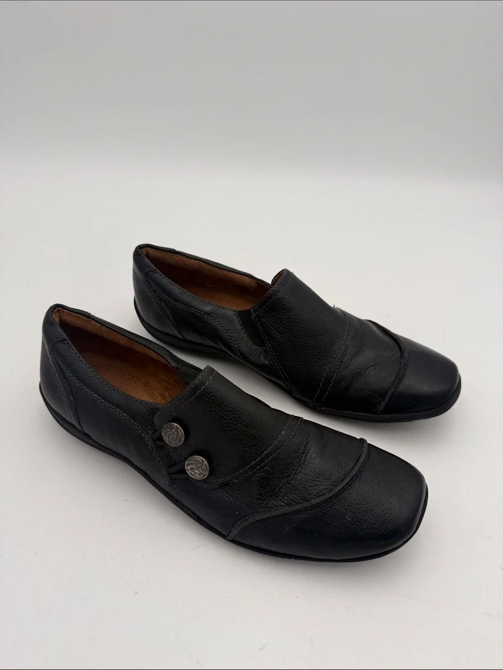 Naturalizer Black Slip-On Leather Casual Shoes women 9M loafers office retro Y2K